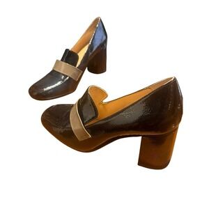 Y2K Trendy Office Quiet Luxury Patent Leather Gloss Shiney Loafer Block Heel